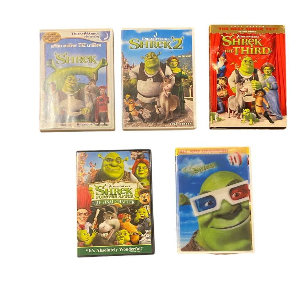 Shrek DVD Lot Of 5 Movies 1,2,3 The Final Chapter And Shrek 3D